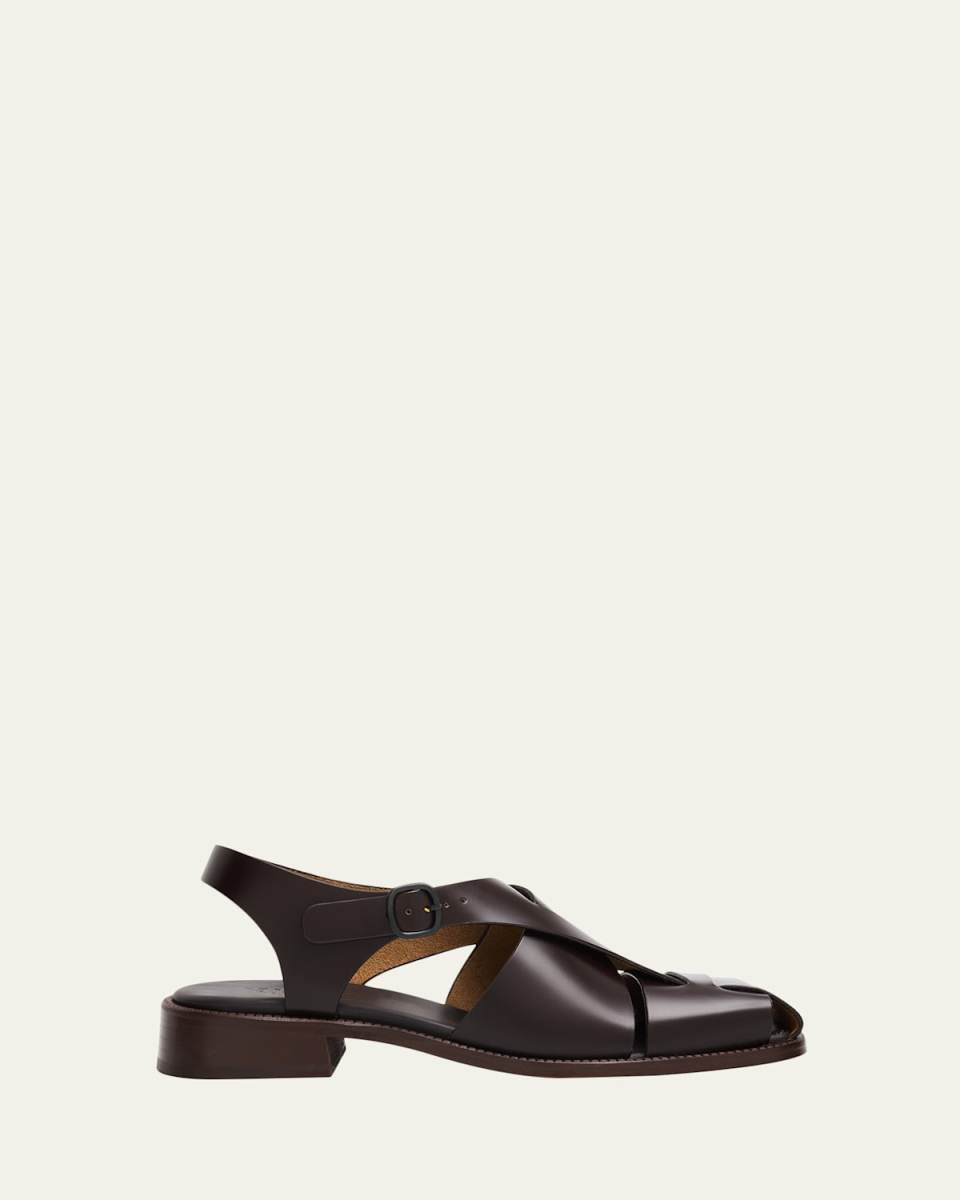 Raima Leather Block-Heel Fisherman Sandals